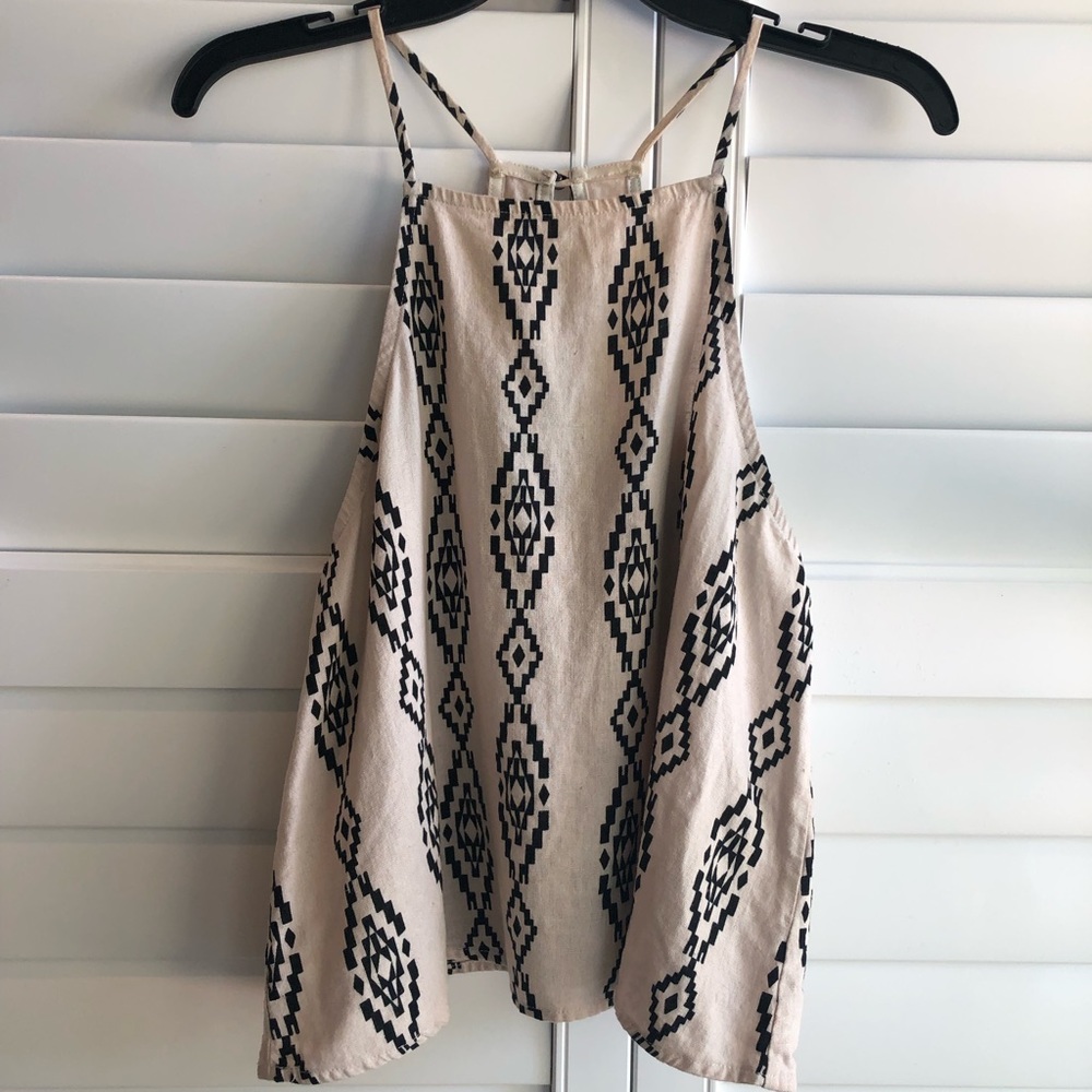Vestique Cream and Black Aztec Tank Top